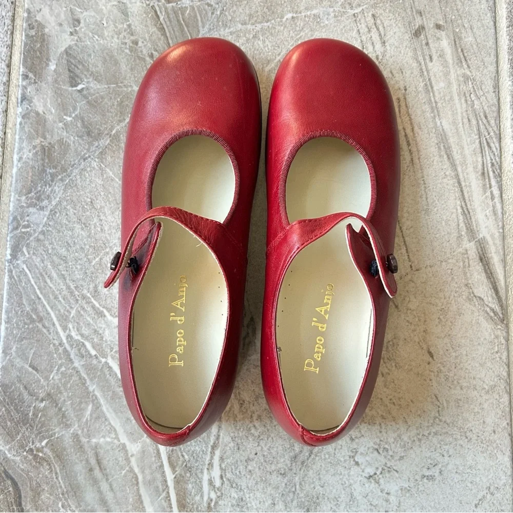 Papo d’Anjo Classic Burgundy Red Girls’ Leather Mary Jane, Size 34 EU, 3 US